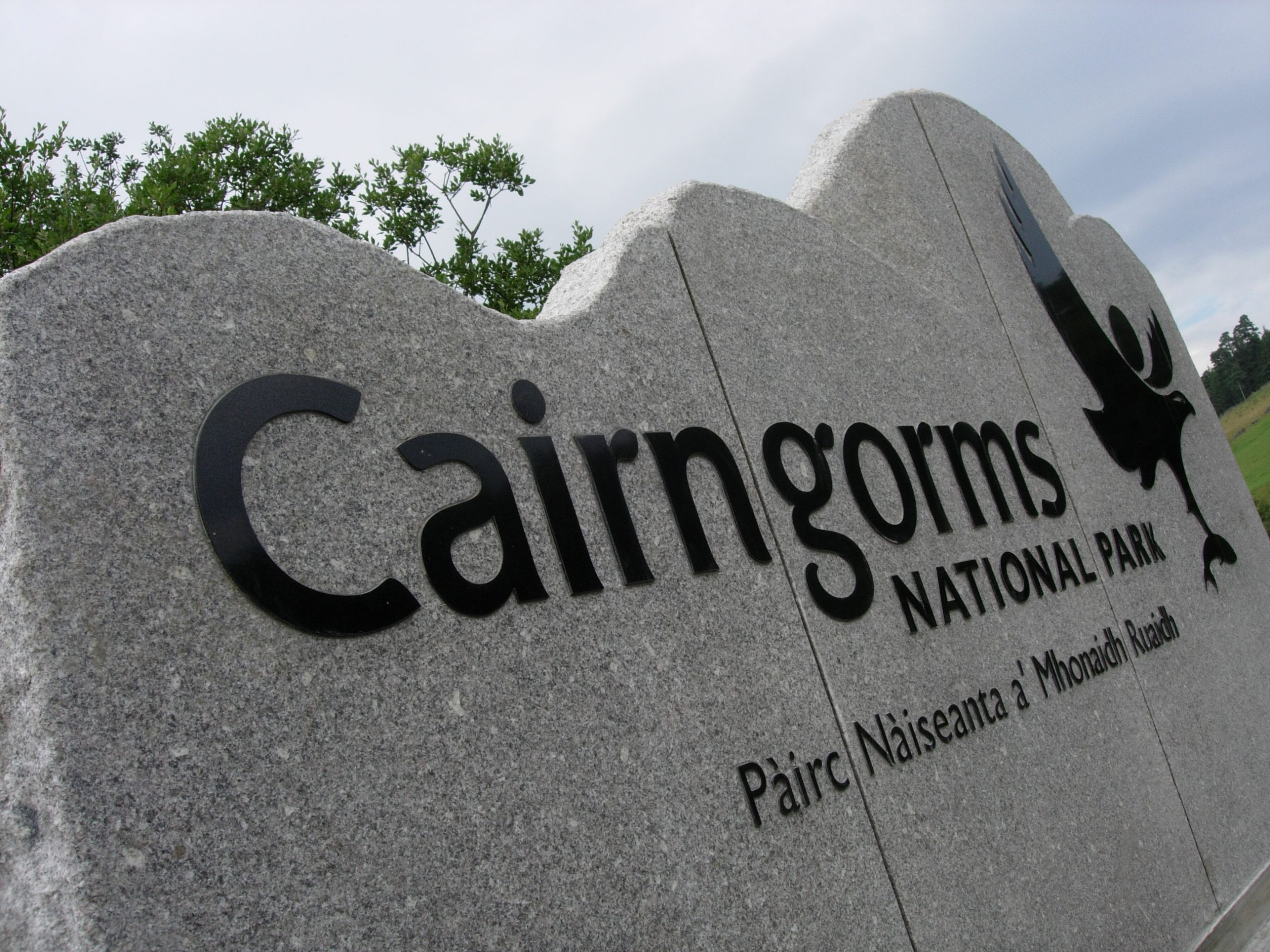 Cairngorms National Park granite sign