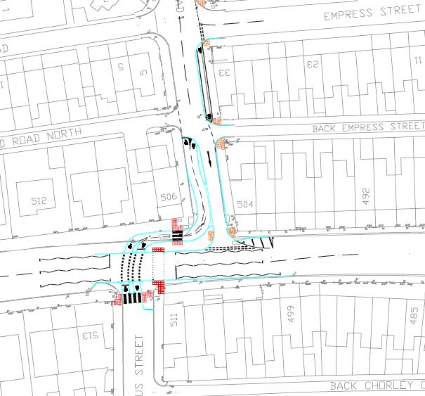 Technical Drawing: Chorley Old Road / Marcus Street junction 