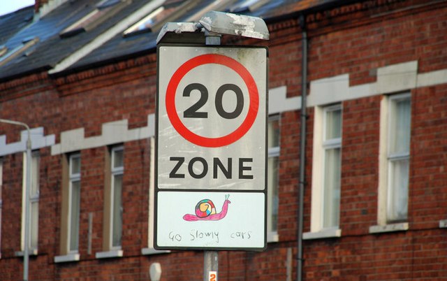 Traffic sign for 20mph speed limit