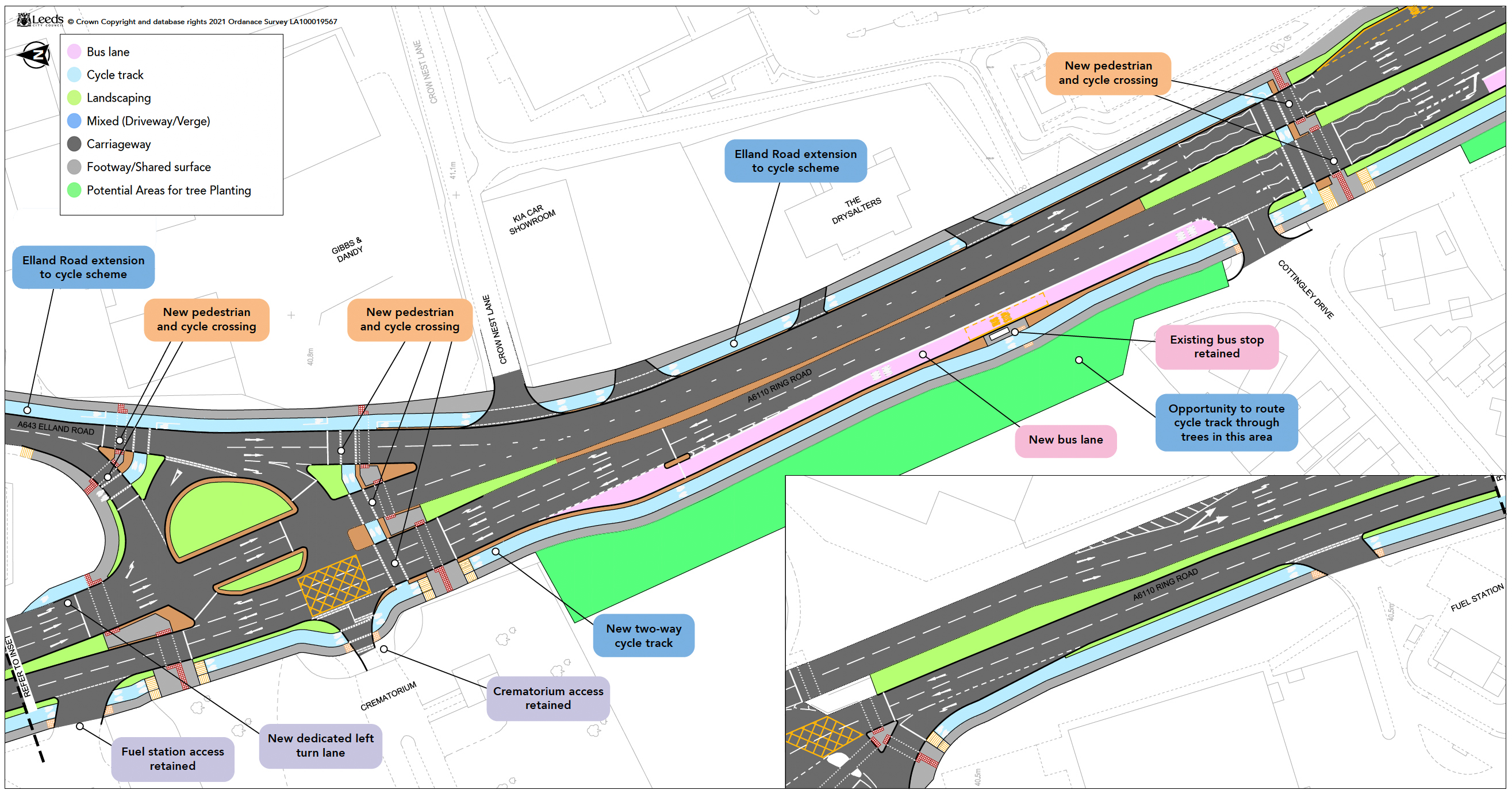 Look Back at A6110 Elland Road To Churwell
