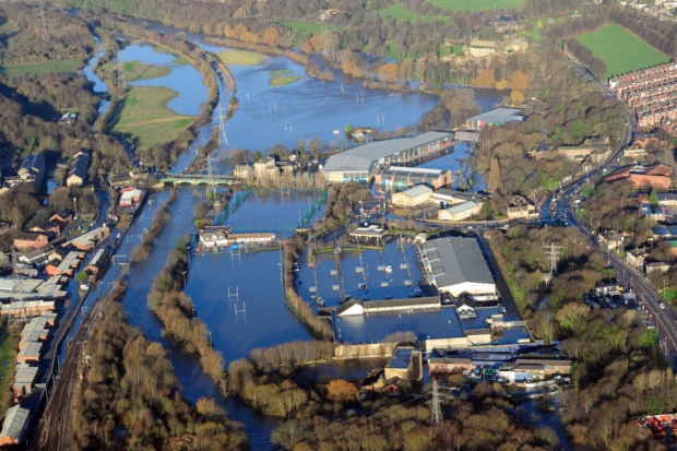 Flooding at Kirkstall Bridge on Boxing Day 2015. Credit: Ross Parry Agency