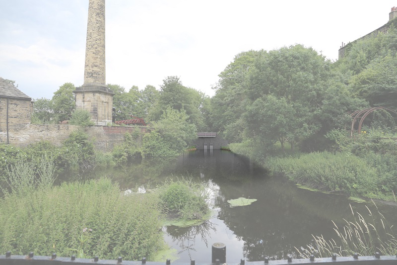 a view of the river downstream of Armley Mills after flow control structure works