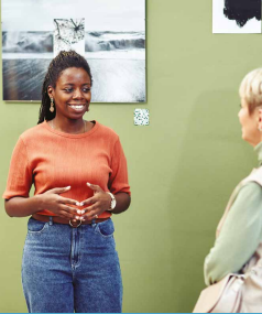 Two women talking