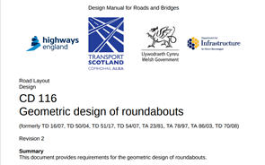 DMRB CD116 Design of roundabouts