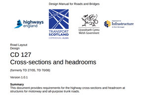 DMRB CD127 Cross-sections and headrooms