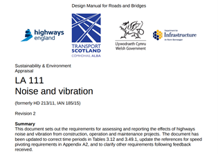 DMRB LA111 Noise and vibration