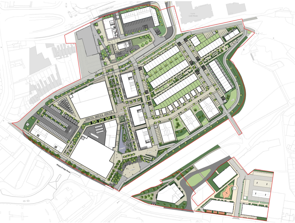 Plan showing the developed masterplan