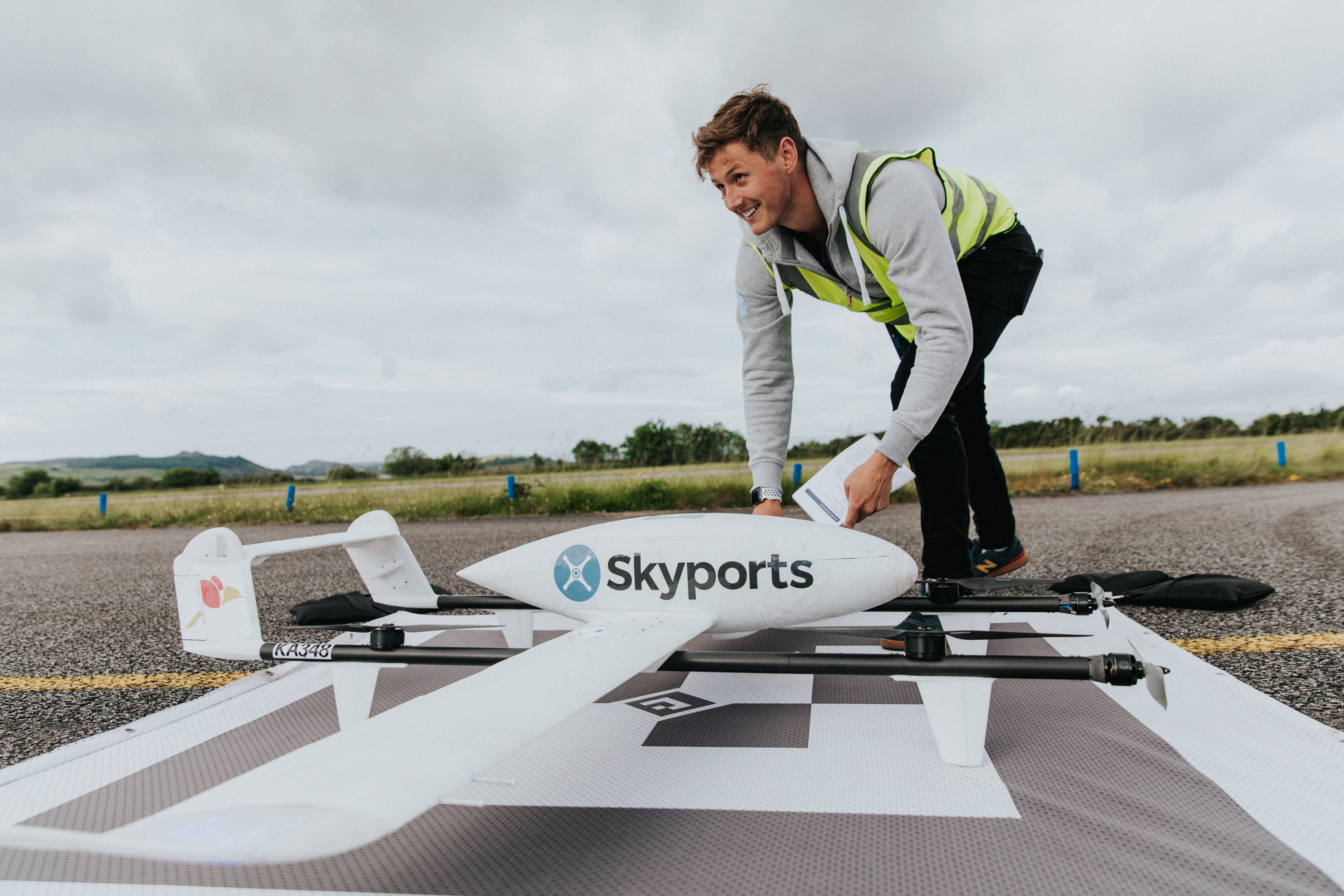 Man with drone at skyport