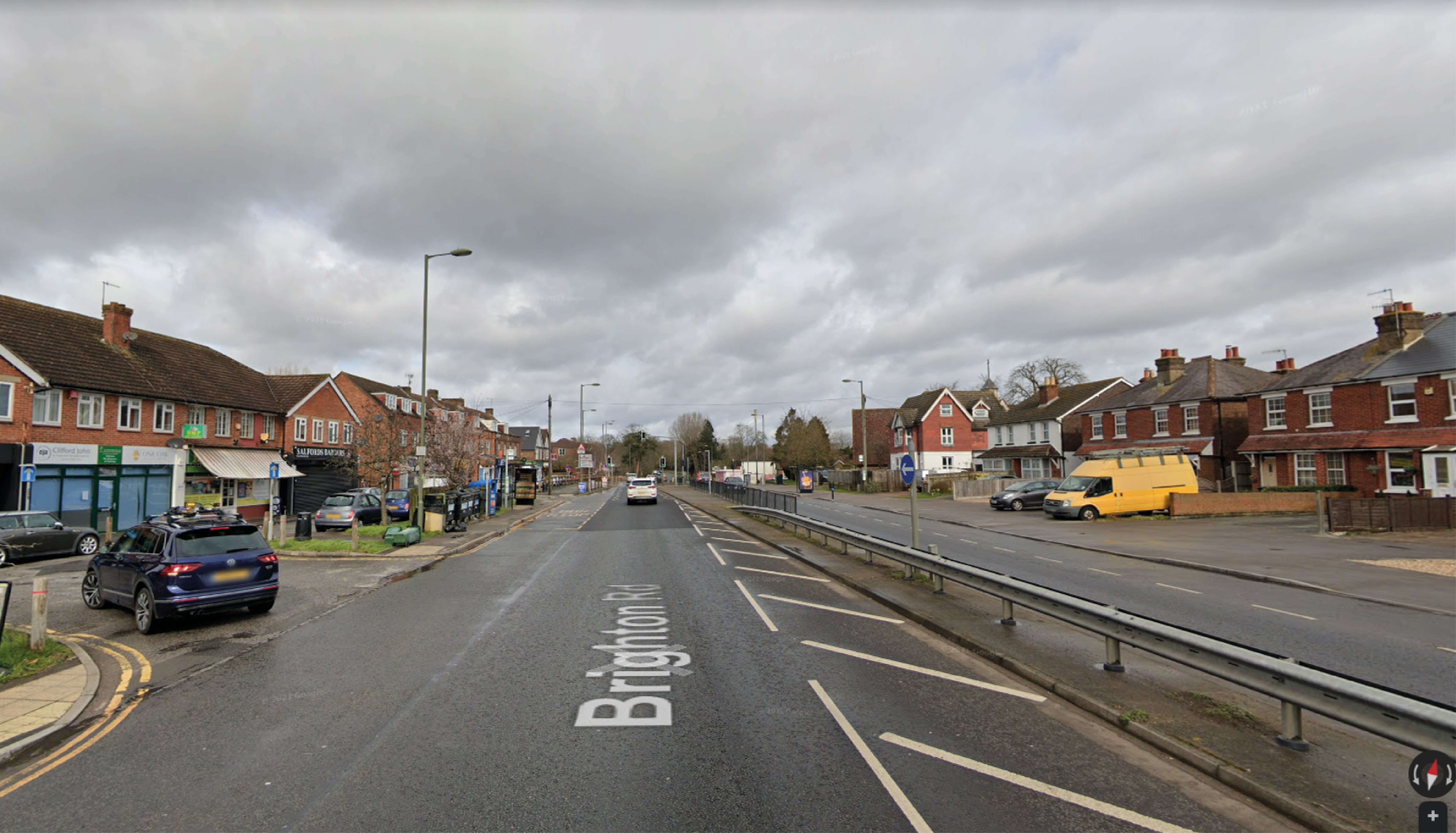 Image of the roadway along the A23 in Salfords