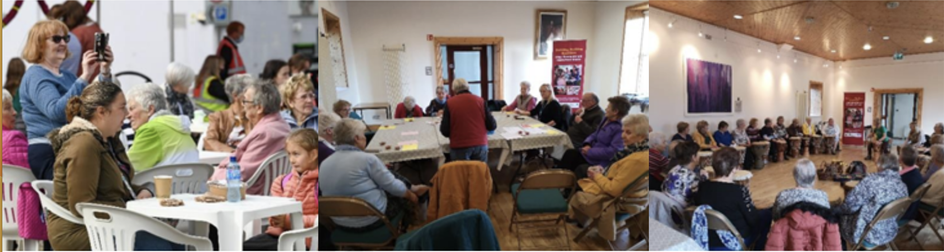 a group of people sitting at tables