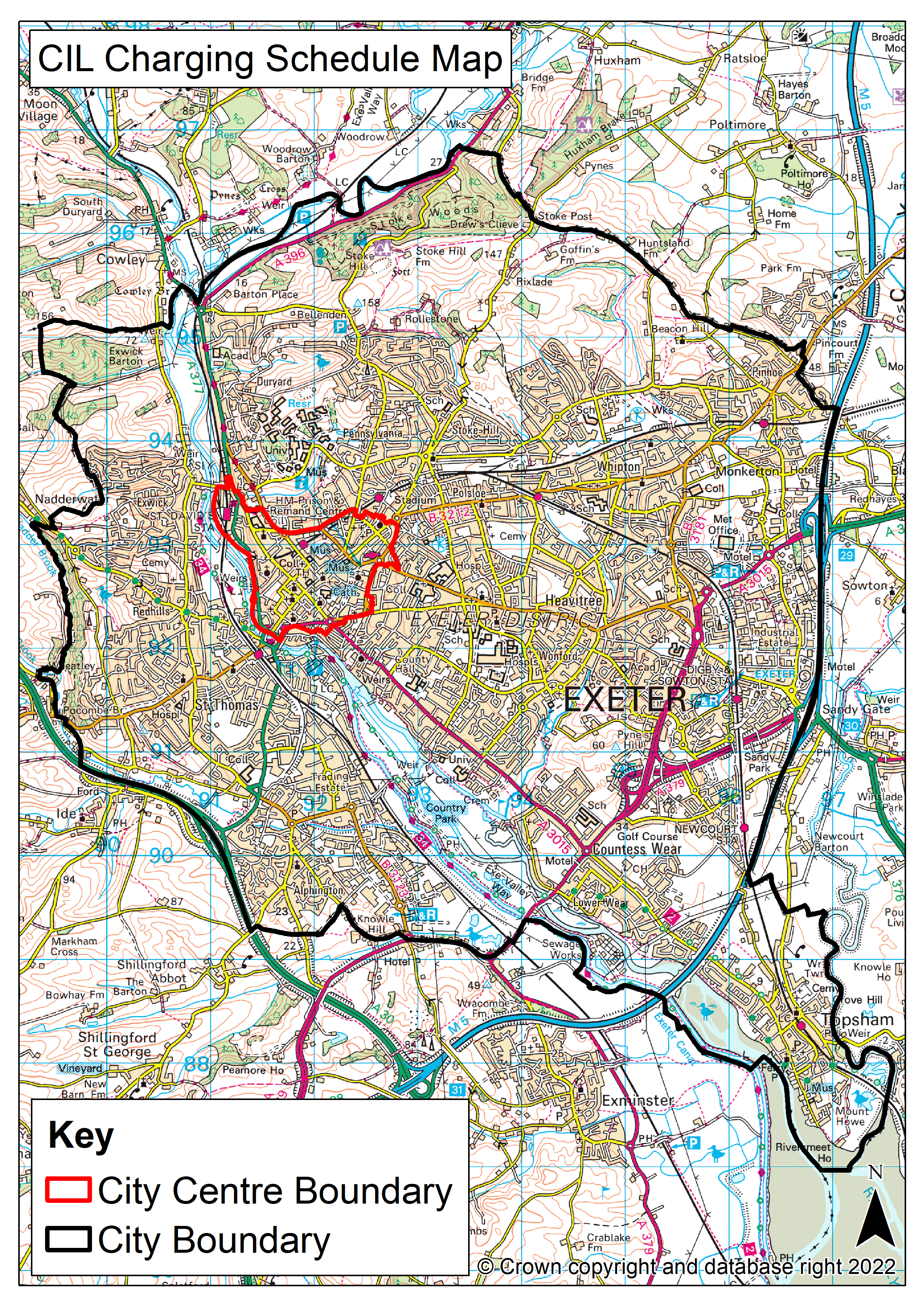 Figure 1: Cil Charging Schedule Map showing the area that the charge applies - the city centre.