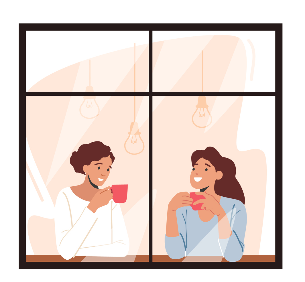 Two people having coffee icon