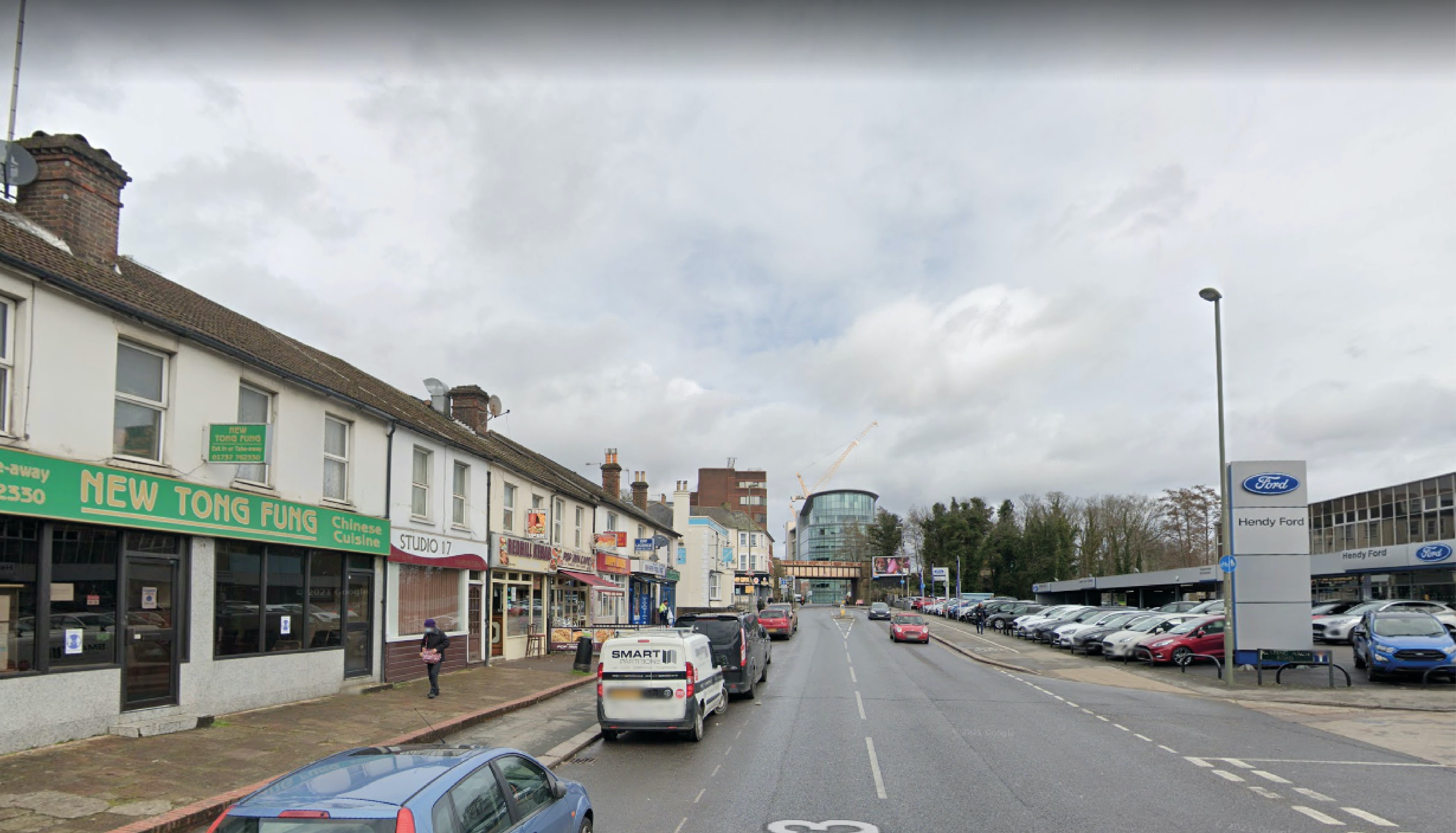 Image of the roadway along the A23 in the southern approach to Redhill