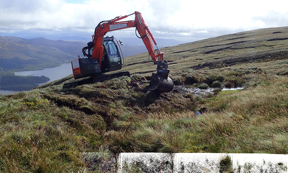 Peatland restoration on Luss hills using mechanical digger