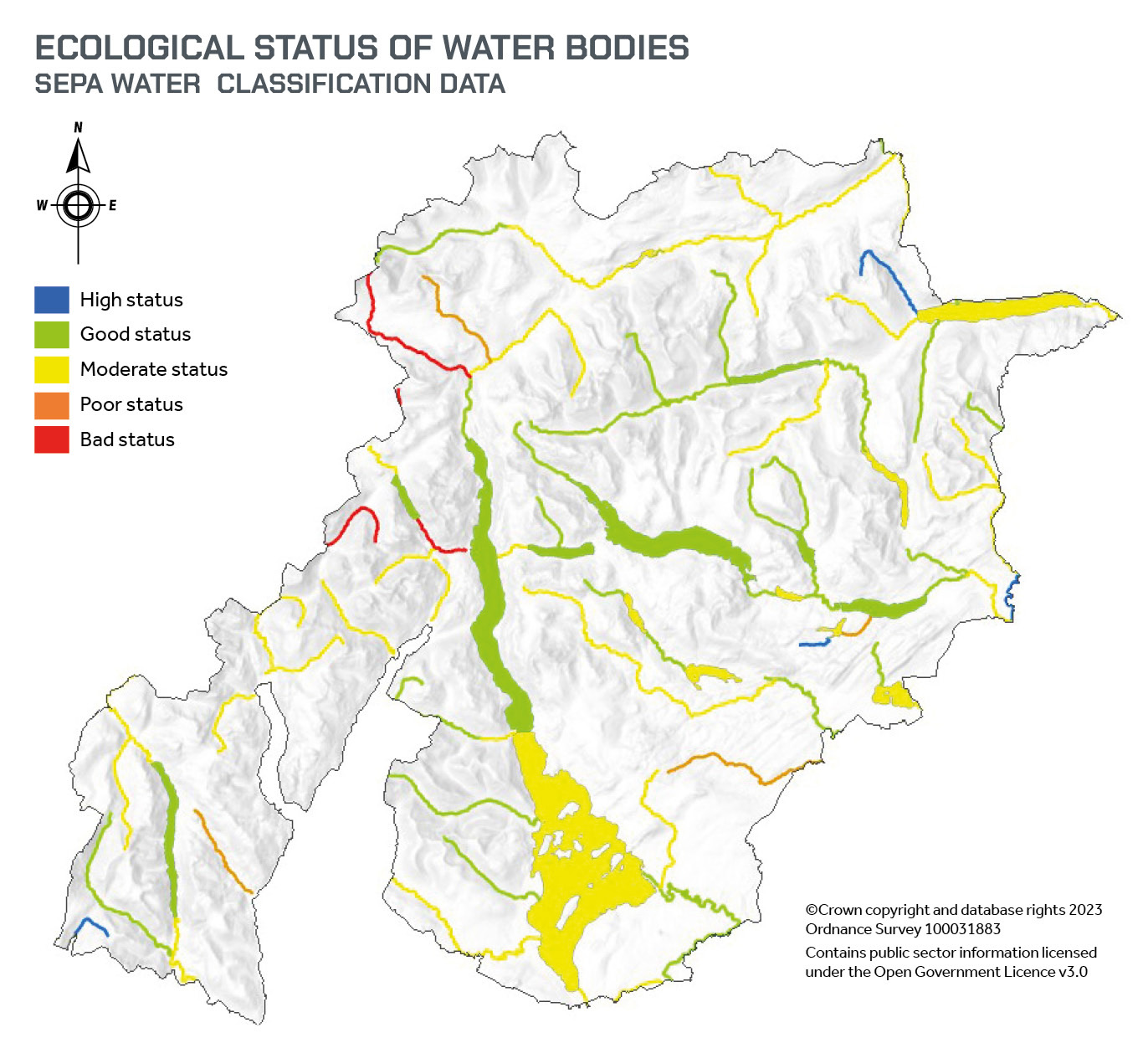 Map showing Ecological Status of water bodies