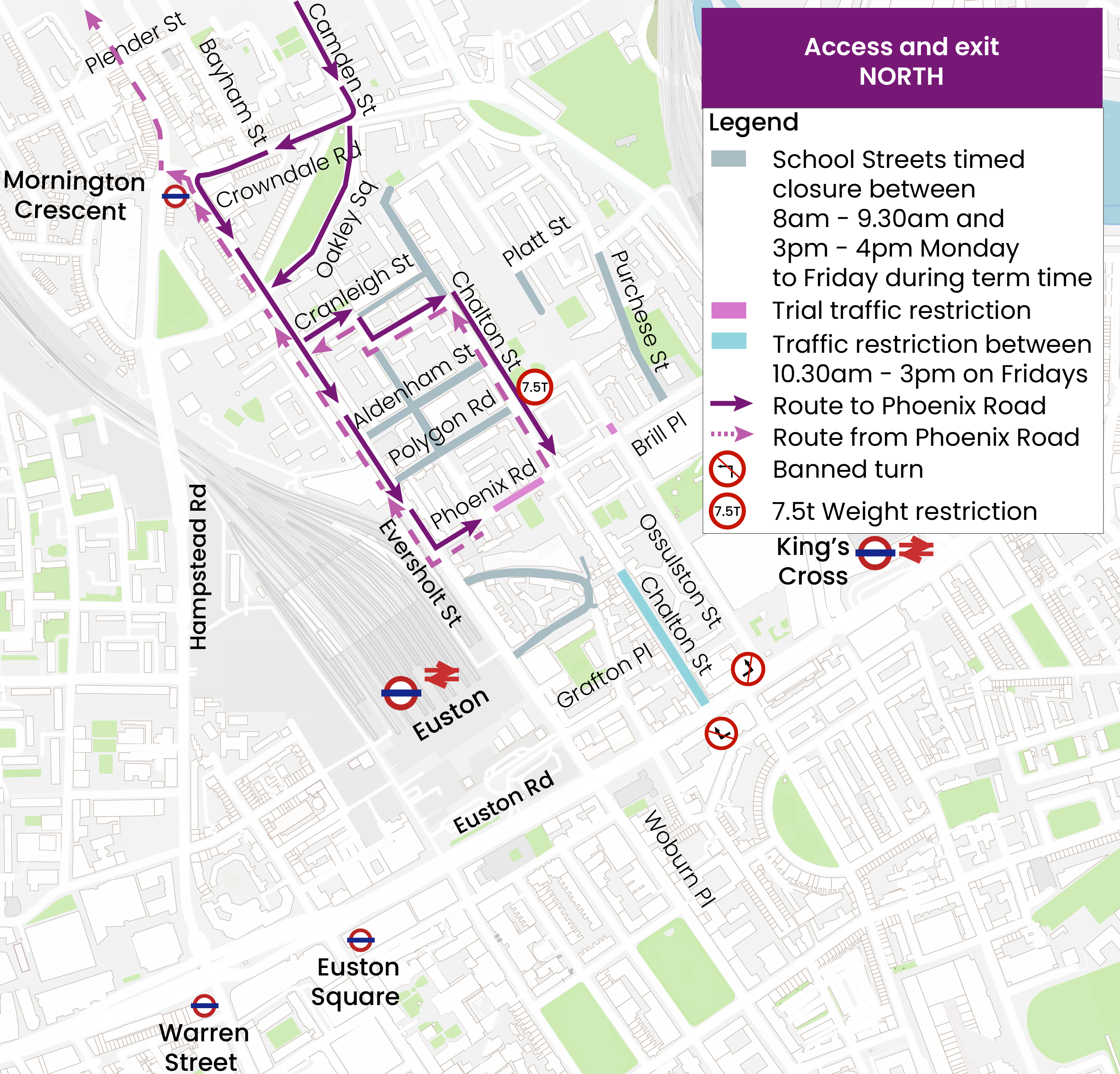 Access and exit from the north - contact us if you want someone to talk you through the routes