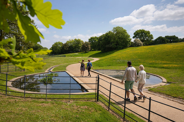 A picture of residents going for a walk in Campbell Park