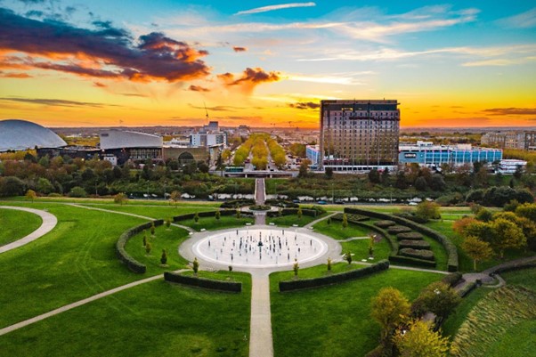 A drone picture of Campbell Park and Central Milton Keynes