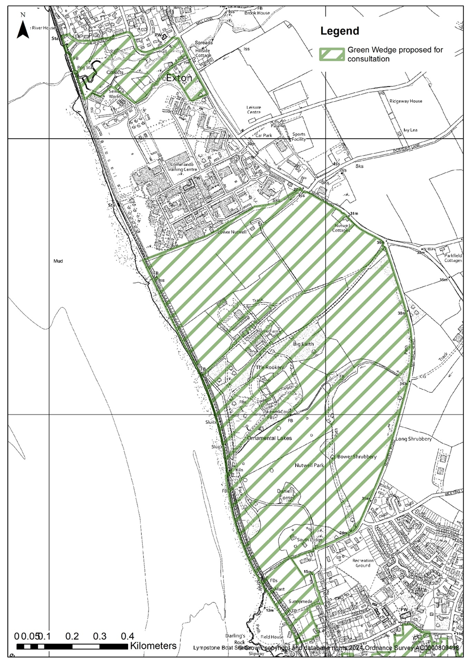 Map of the Green Wedge between Lympstone Commando & Exton and Lympstone & Lympstone Commando