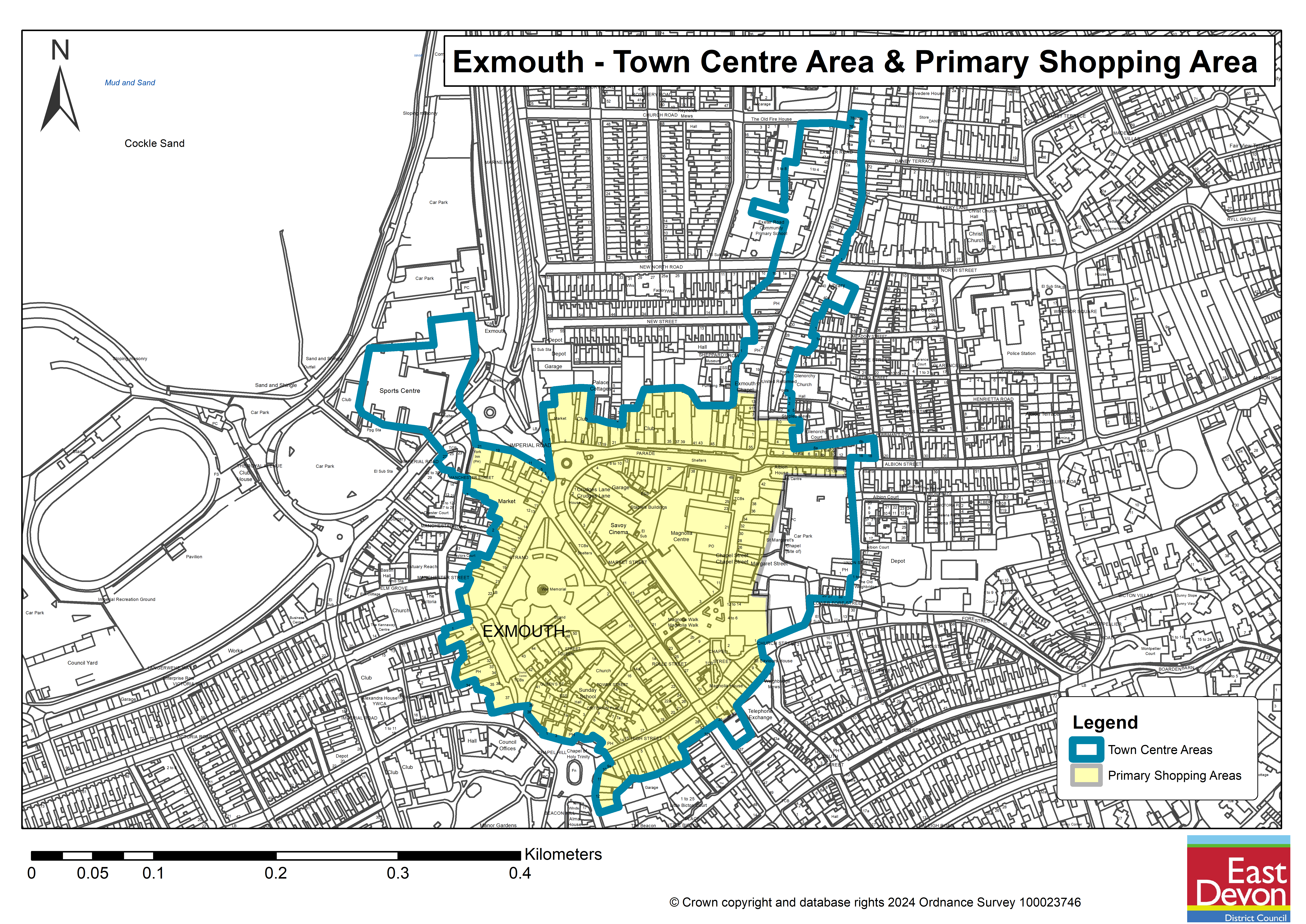 Map of the proposed Exmouth Town Centre Area and Primary Shopping Area