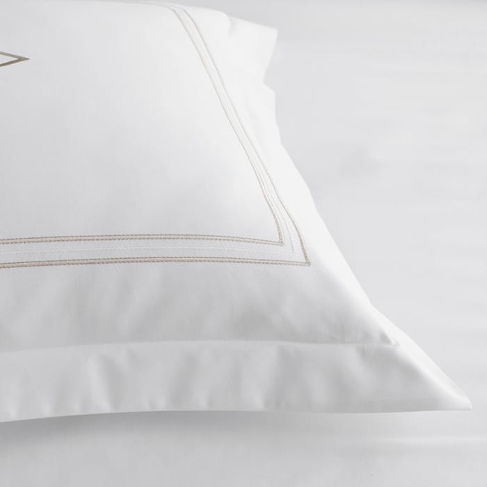 Dorset Stripe Luxe Smooth Egyptian Cotton Sateen Duvet Cover - Taupe, King/Cal King