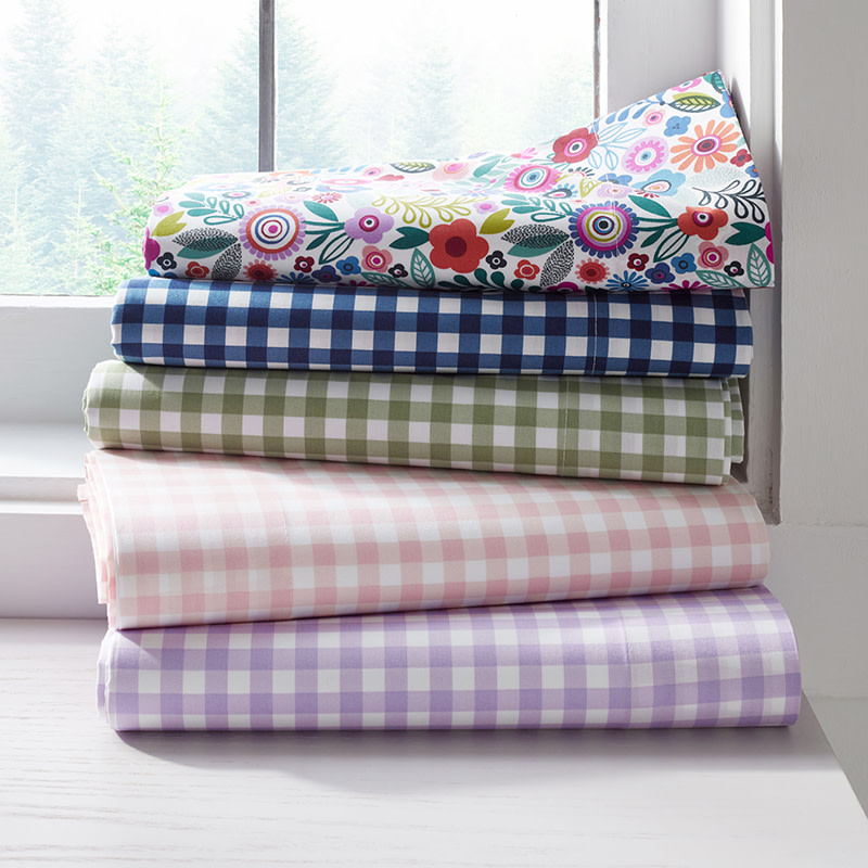 Gingham Organic Cotton Kids Sheet Set - Moss, Twin XL | The