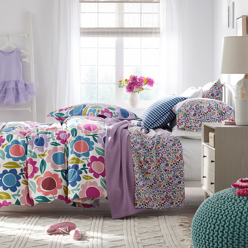 Joyful Flower Classic Cool Organic Cotton Percale Comforter Set