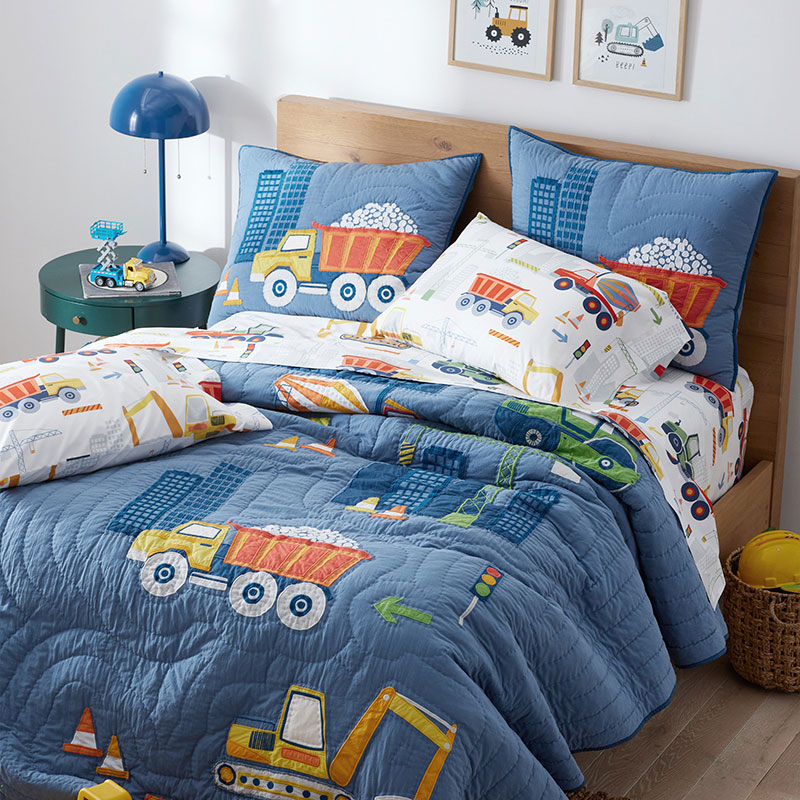 Jongens Graafmachine Beddengoed Set voor Kinderen Kinderen Cartoon Bouw Auto's Hoeslaken Zoon Machines Voertuigen Print Bed Sheet Set Geel Constructie Site Bed Cover Met 2 Kussensloop Dubbele Size