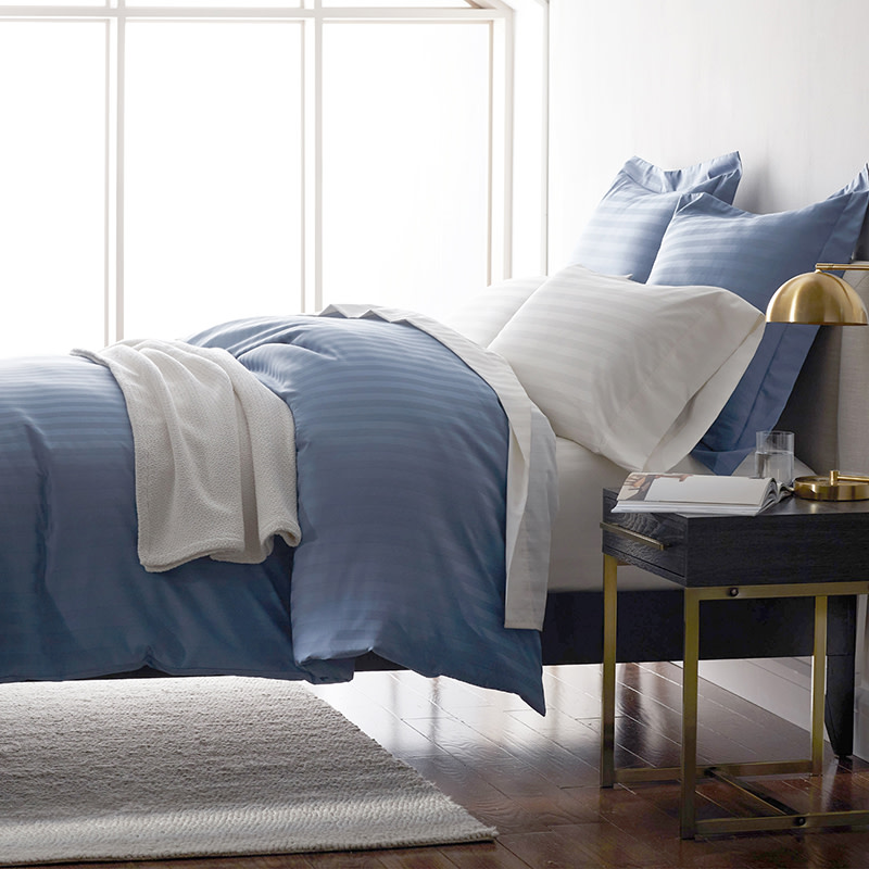 Tonal Stripe Wrinkle-Free Sateen Duvet Cover | The Company Store