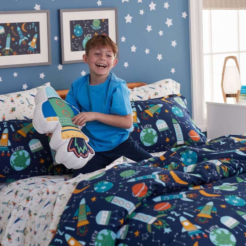Kids' Planets & Rockets Percale Sheet Set | The Company Store