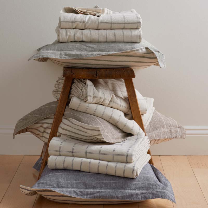 Tailored Stripes Cotton Linen Duvet Cover | The Company Store