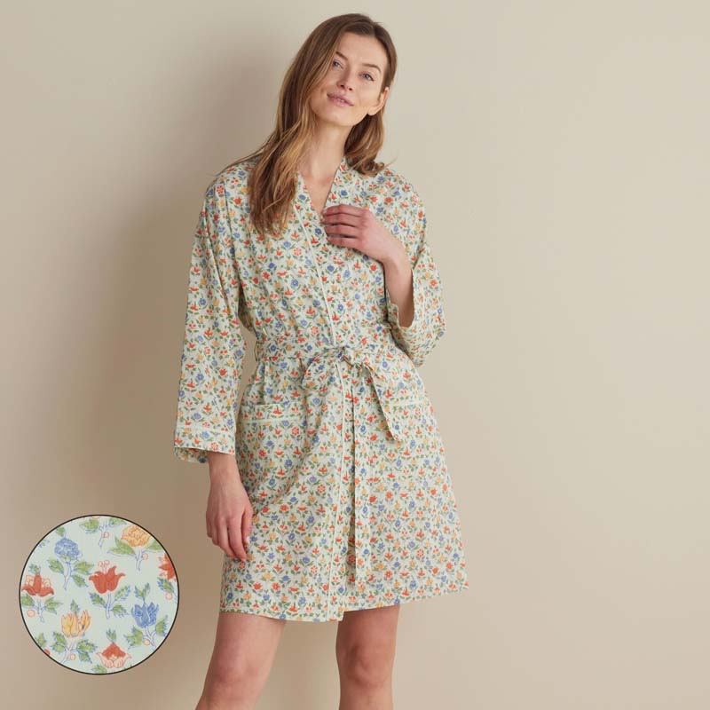kimono dressing gown cotton Hand Block Print Robes for Women, Long Length Floral Print Nightgown, Bikani cover- up cotton kimono (Cotton, Blue) at Amazon Women's Clothing store Every kimono is handmade by an individual maker Asteria Kimono Robe in Pink