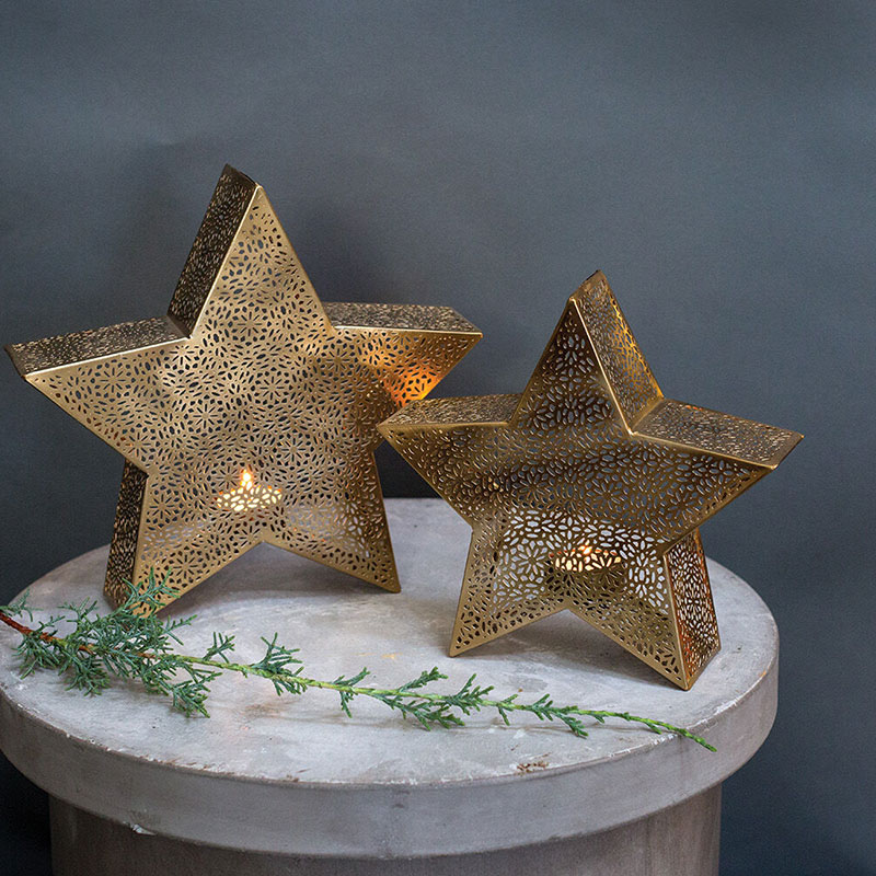 Gold Star-Shaped Tealight Candle Holder