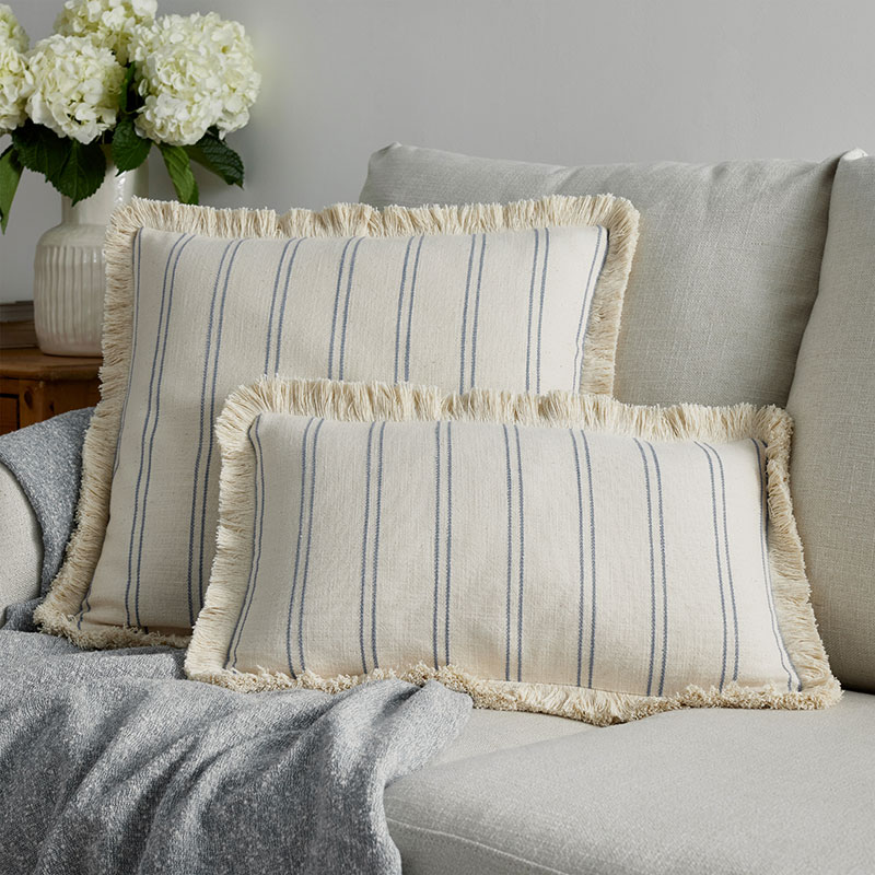 Yarn-Dyed Stripe Pillow Cover with Fringe | The Company Store