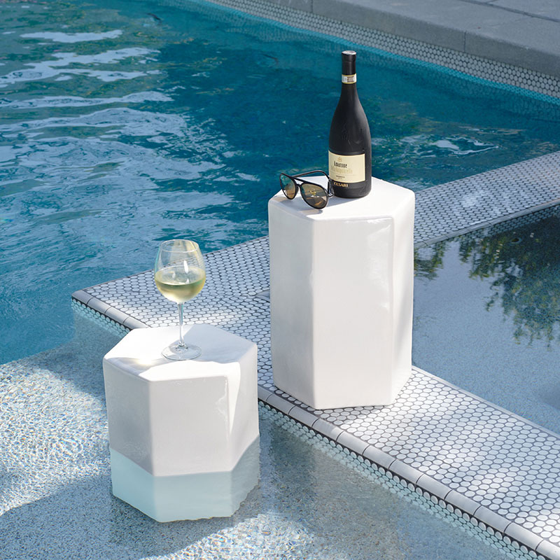 Indoor/Outdoor Ceramic Hexagon Side Table | The Company Store