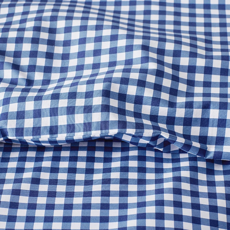 Light Blue & White Checked Gingham Plastic Grocery Shopping 