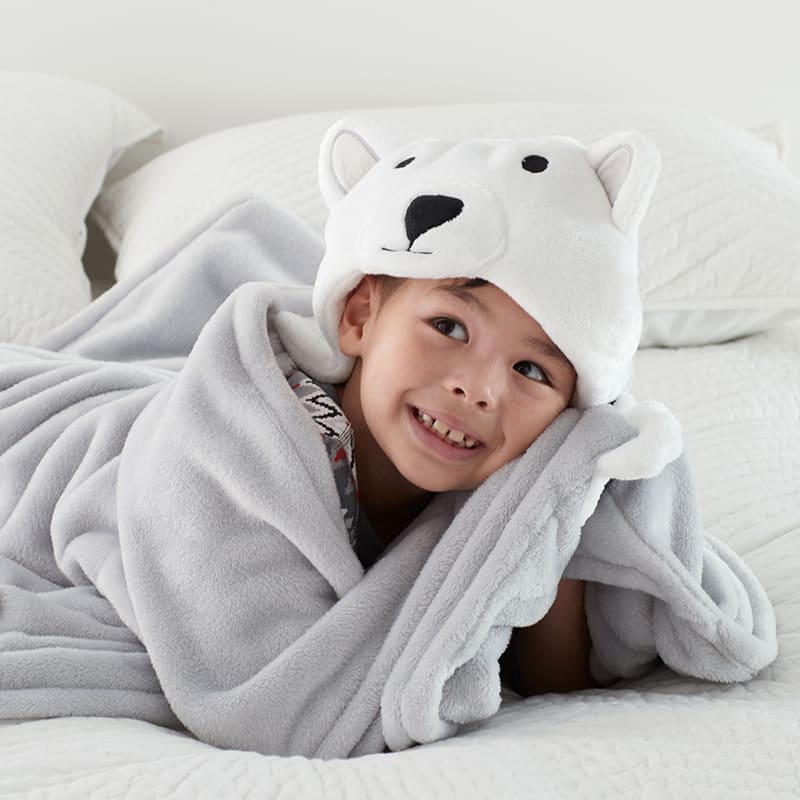 White Bear Hooded Bath Robe