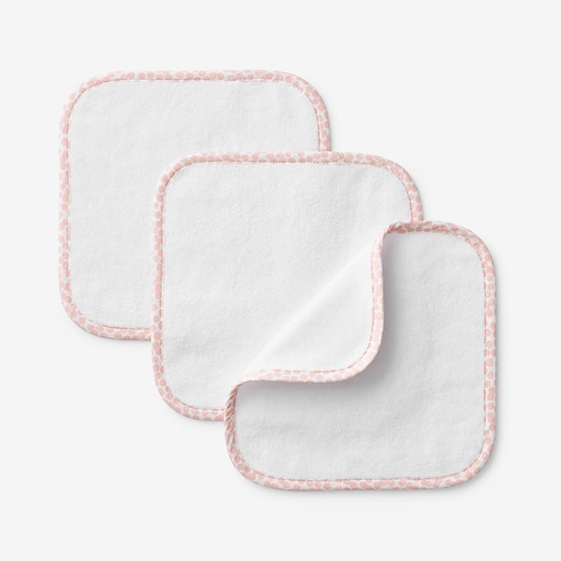 Baby Washcloth Set - Pink/ White, Size Wash (Set of 3), 9 in. x 9 in., Cotton | The Company Store