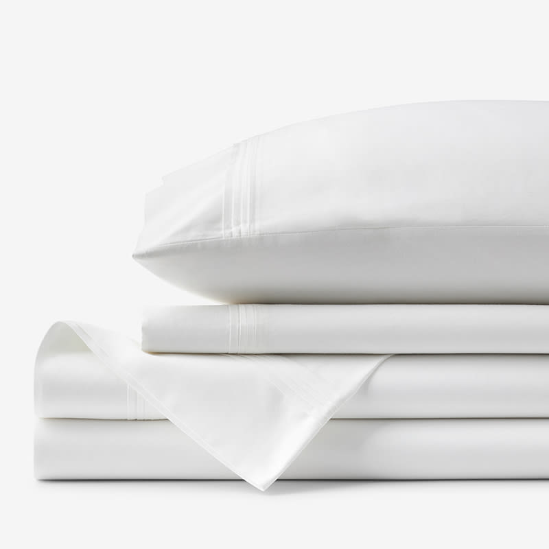 The Company Store Legends Luxury Solid White 500-Thread Count Cotton Sateen Twin Fitted Sheet