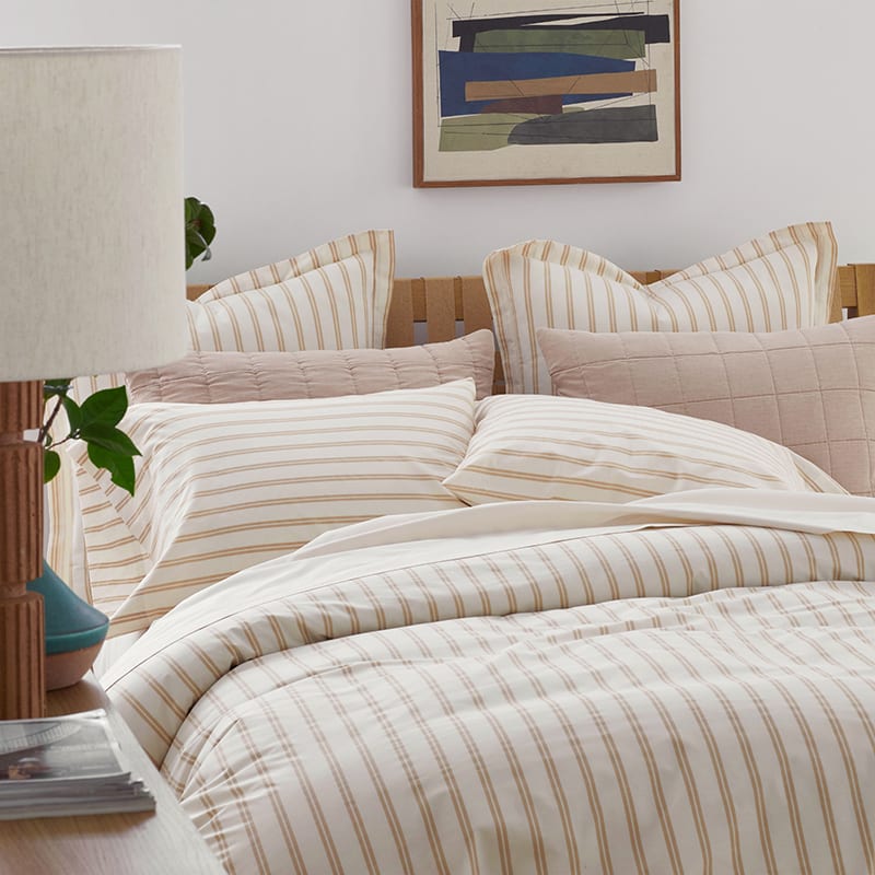 Ticking Stripe Yarn-Dyed Percale Duvet Cover | The Company Store