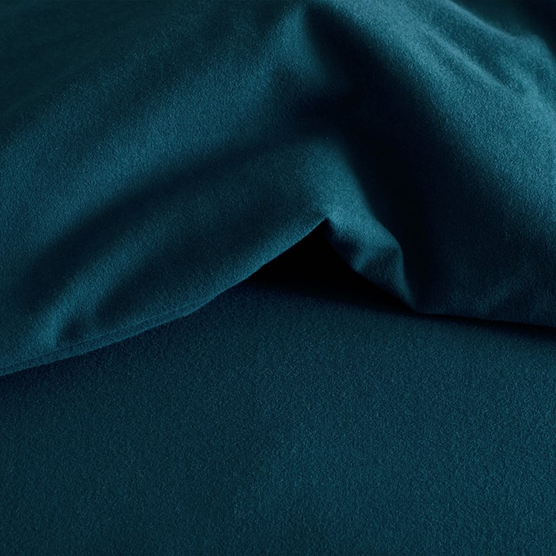 The Company Store Legends Hotel Dark Teal Velvet Flannel Twin Fitted Sheet
