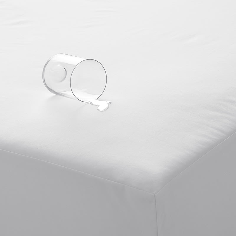 Classic Cool Cotton Percale Waterproof Fitted Bed Sheet - White, Size Queen | The Company Store