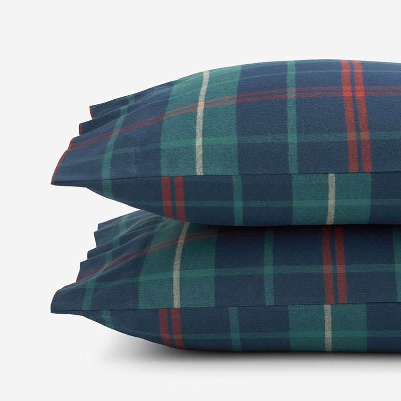 Red Green Plaid Velvet Flannel Pillowcase Set The Company Store