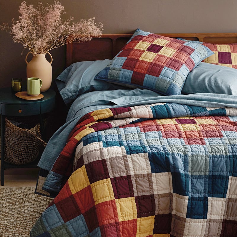 Winter Floral Patchwork Quilted Sham