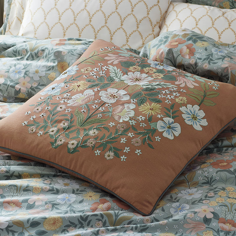 Bramble Garden Floral Decorative Pillow Cover