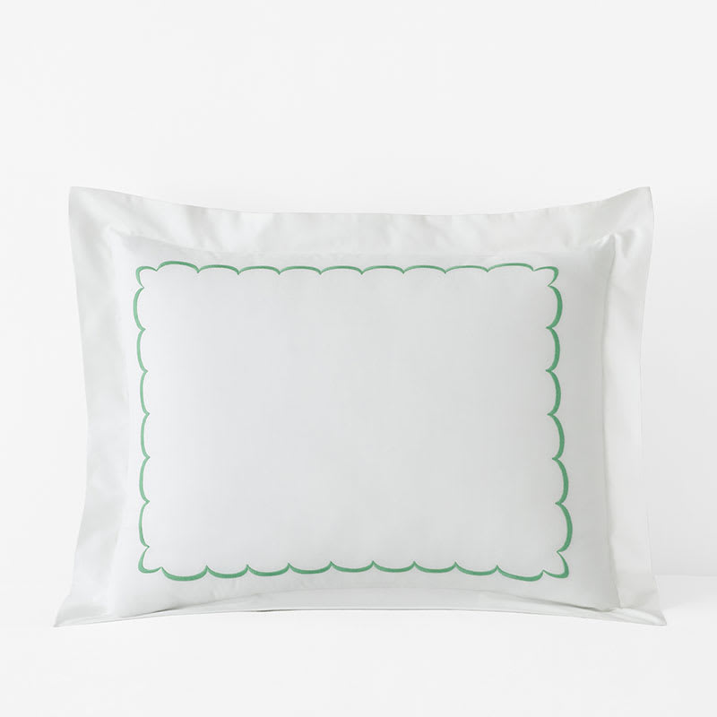 Scallop Embroidered Premium Cool Egyptian Percale Sham Beige White Size King The Company Store