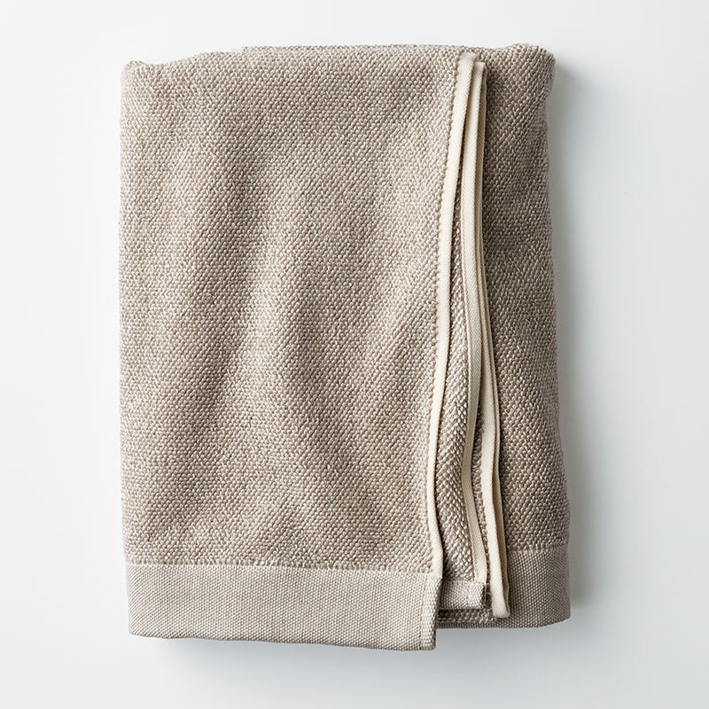 Cotton and Linen Mélange Bath Towel - Beige, Size Bath Sheet | The Company Store