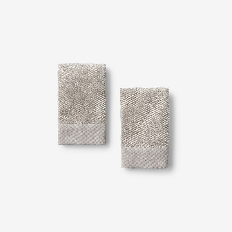 Cotton and Linen Texture Bath Towel - Beige, Size Washcloth (Set of 2) | The Company Store