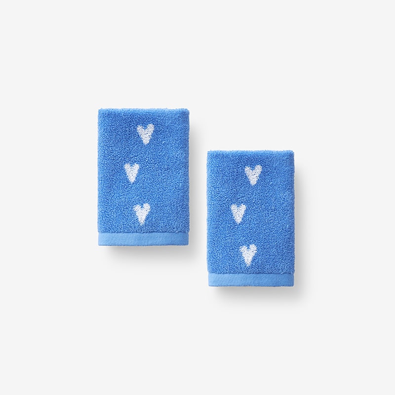 Star Cotton Bath Towel - Blue Hearts, Size 16 in. x 30 in. | The Company Store