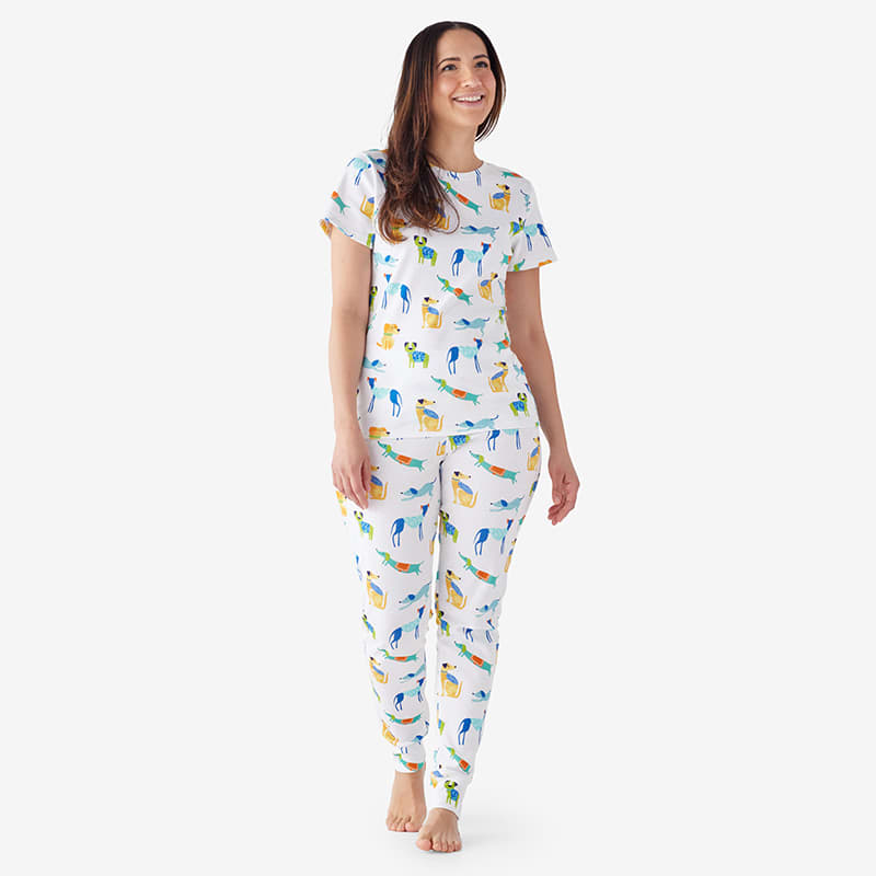 Solid Jersey Short Sleeve Pajamas - Black in Women's Cotton